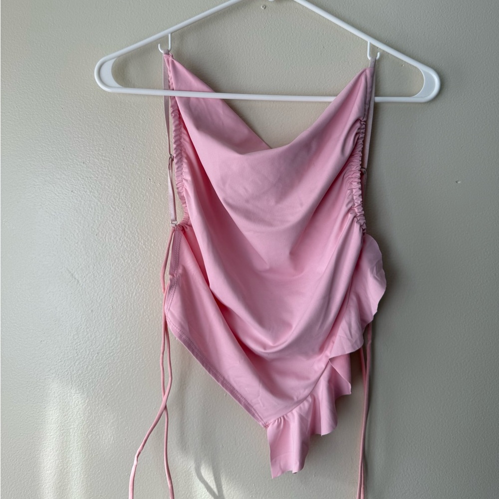 Edikted Soft Pink Cowl Neck Top